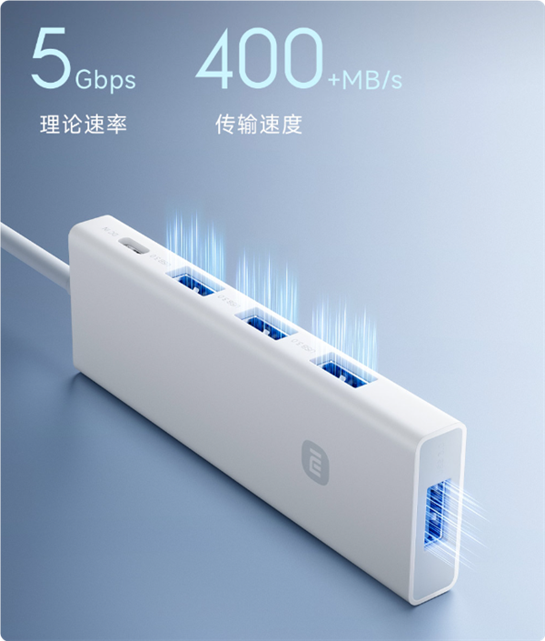 49元！小米四合一雙頭分線器開售：四口USB 3.0可同時(shí)傳輸
