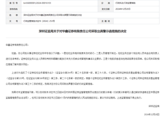 中信證券，被采取監(jiān)管措施！招商證券、華鑫證券也被點(diǎn)名
