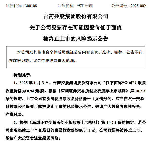 *ST嘉寓提示存在“面值退”風(fēng)險(xiǎn)，收盤價(jià)首次低于1元/股