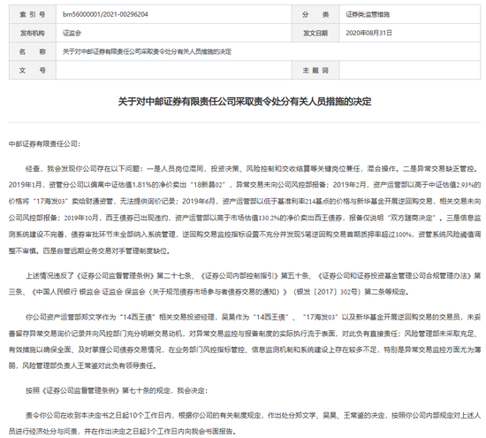 “1號”罰單！中郵證券
