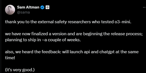 DeepSeek動(dòng)搖信心？OpenAI或在周五緊急上線最強(qiáng)模型O3 Mini