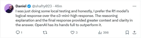 OpenAI緊急上線O3 Mini，網(wǎng)友熱評(píng)：DeepSeek R1 vs O3 Mini