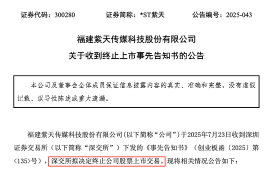 *ST紫天退市！虛增收入近25億元，股價(jià)從63元跌至不足3元！